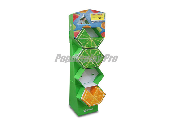 Impact Kleenex Tissue Display Standee Green With 4 Hexagon Shelves