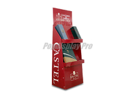 Rigid Free Standing Cardboard Shelf Display Red Leaning Backwards