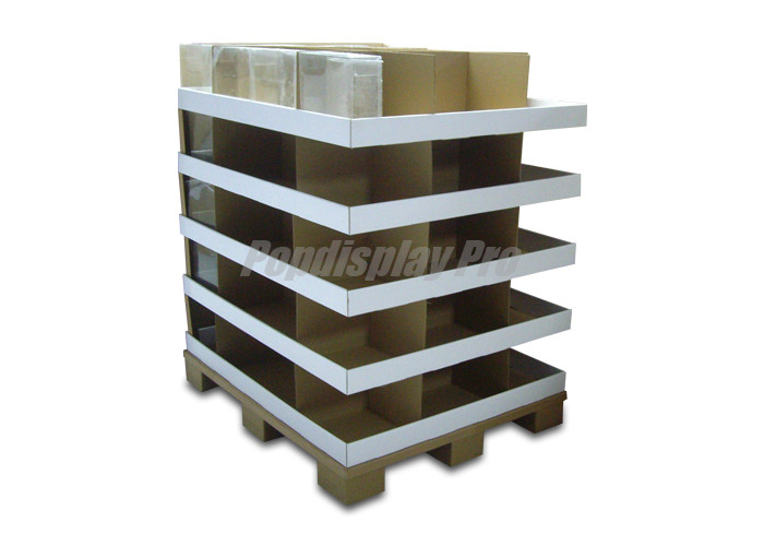 Eco Friendly Cardboard Pallet Display Pantone Color With 5 Stackable Trays