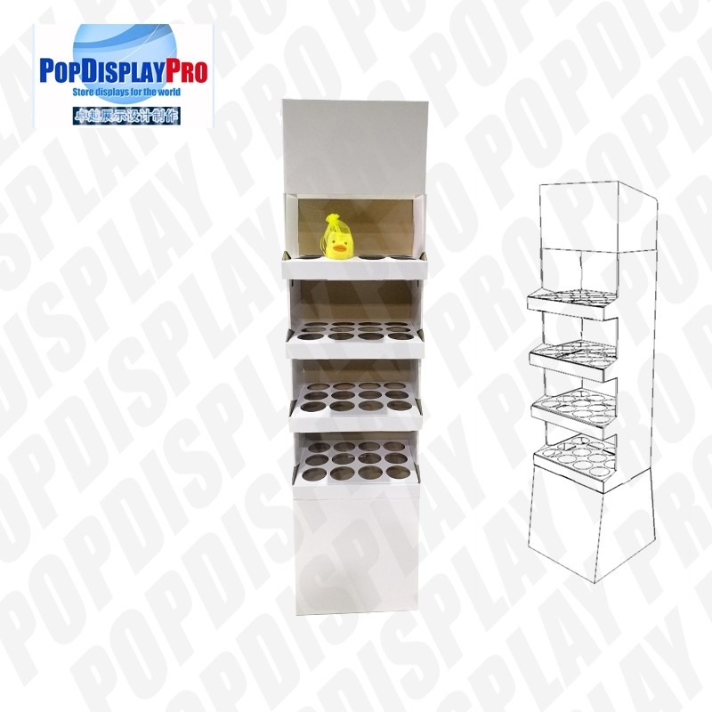 4 Shelf 1 Poster Cardboard Floor Display Stand , Floor Display Racks With Dividers