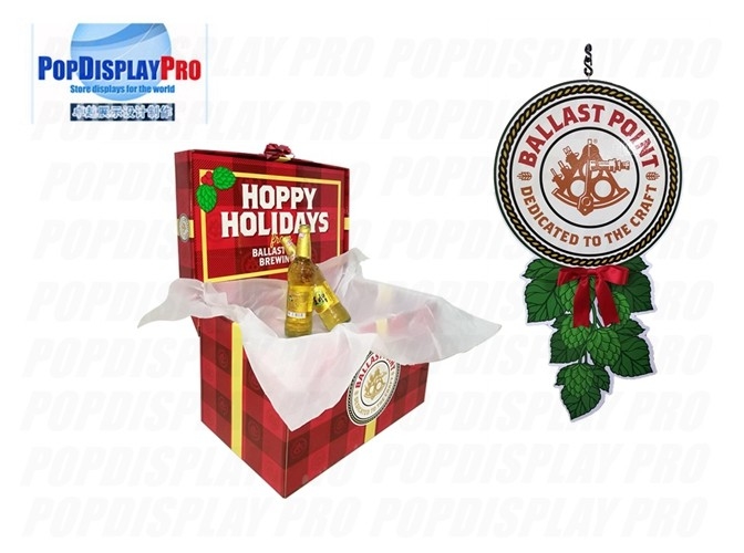 Seasonal Custom Cardboard POP Displays 3D Ribbon On Top For Draft Beer Drinks