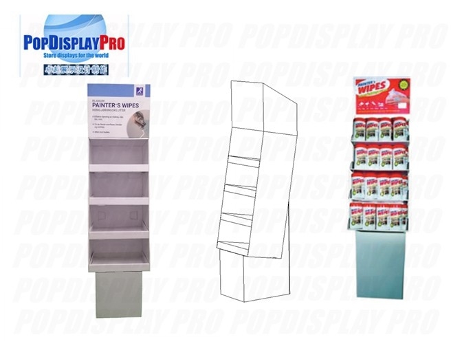 Store Temporary Card Cardboard Floor Shelving  Disinfectant Wipes Display Stands Full Colors Printed