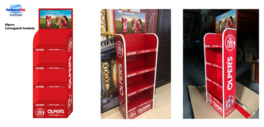 Latest company case about 6&quot; High Corrugated Gondola Floor Shelving Display For Milk to Promote New Brand Oplers