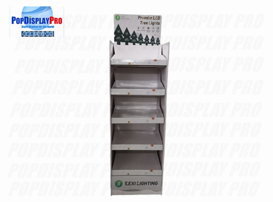 Temporary Cardboard Shelf Display Led Lights CMYK / 4C Print For Holidays
