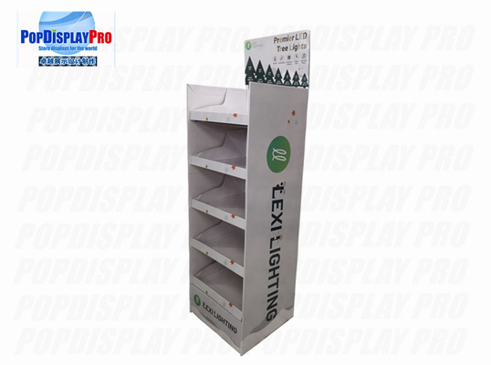 Temporary Cardboard Shelf Display Led Lights CMYK / 4C Print For Holidays