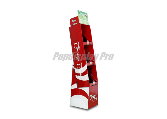 Recycled Floor Standing Display Units Red Stylish Cardboard Book Display Stand