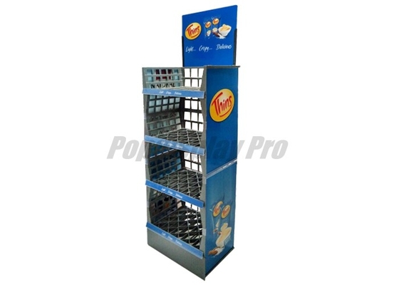 Semi-permanent Cardboard+ Plastic Floor Displays SGS Approval Merchandising Shelf with 3 Molded Trays