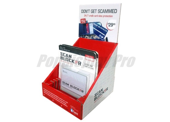 Paper Cardboard Counter Display for Credit Card Scan Blocker with 12 Slots 4C/0 Printed in Red