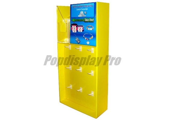 Recycled Cardboard Display Stand Hooks Yellow For Walgreen Healthy Wristband