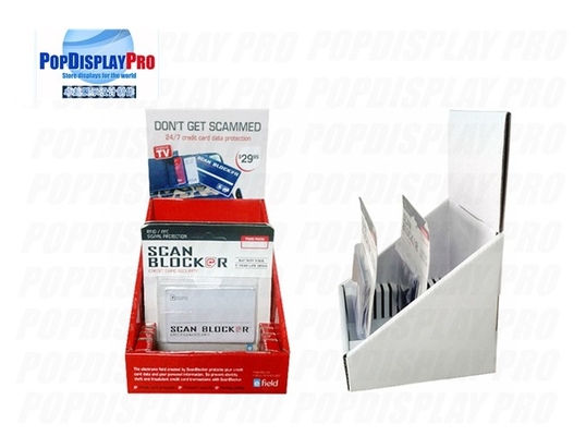 Paper Cardboard Counter Display for Credit Card Scan Blocker with 12 Slots 4C/0 Printed in Red