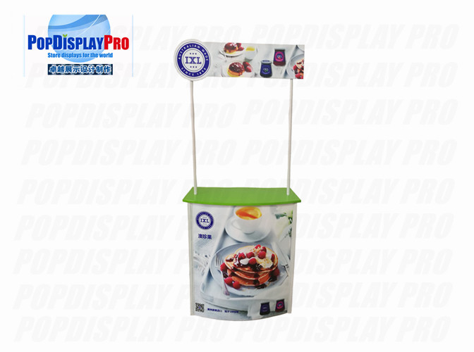 Fruit Strawberry Jam Food Table Display Stand With Metal Tube Frame Top Banner