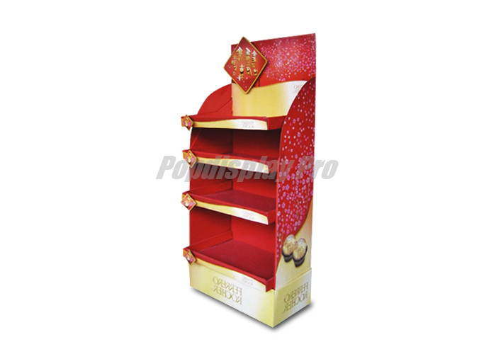 Red Eco Friendly Cardboard POS Displays Floor Standing For Snacks