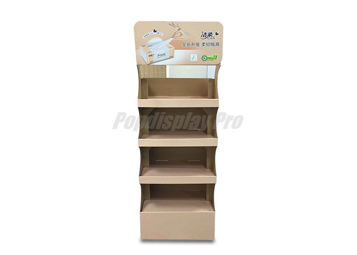 Brown Printed Cardboard POS Displays , Advertising Cardboard Floor Display Stands