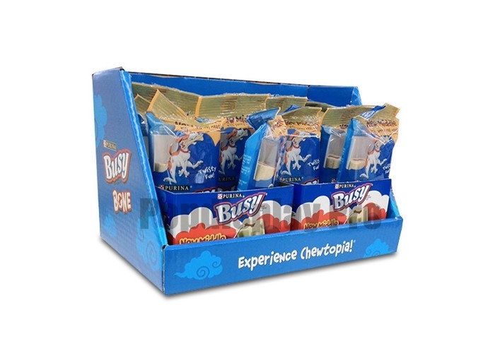Eye Catching Blue Cardboard Counter Display Boxes , Custom POS Counter Top Displays