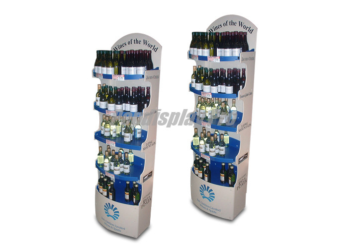Drinking Wine POS Cardboard Display Stands 5 Round Shelf Silver False Base