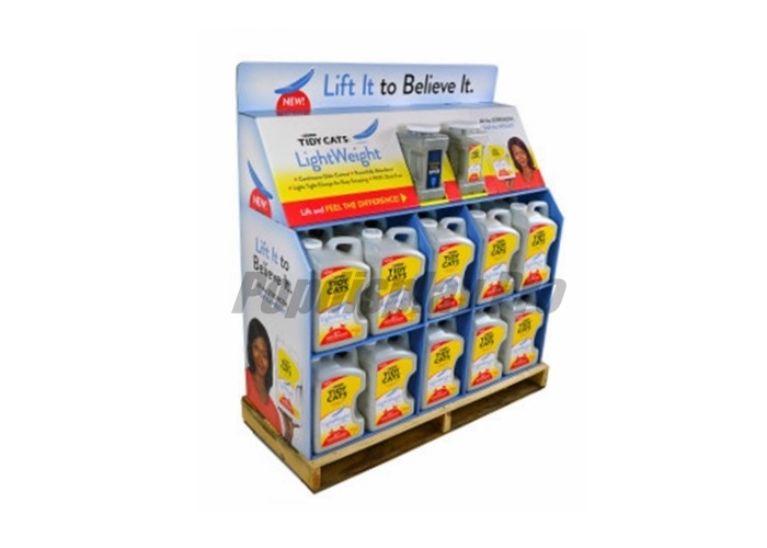 Pet Food Retail End Cap Displays With 2 Dividers And Wedged Top