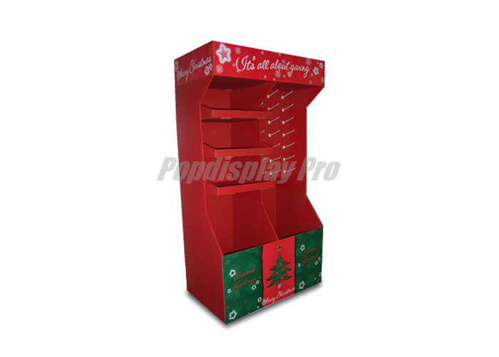 Cardboard Half Size Pallet Display Stands Red Cardboard Greeting Card Display Stand