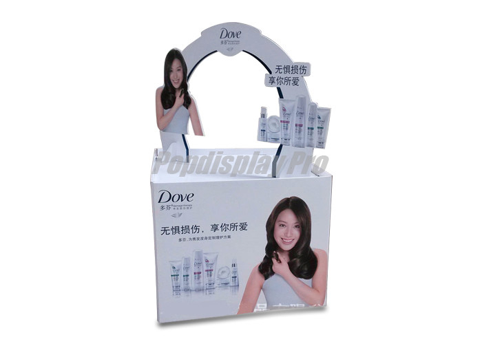 Paper Cardboard Retail Pallet Displays For Hair Care Shampoo 1 Arched Logo On Top