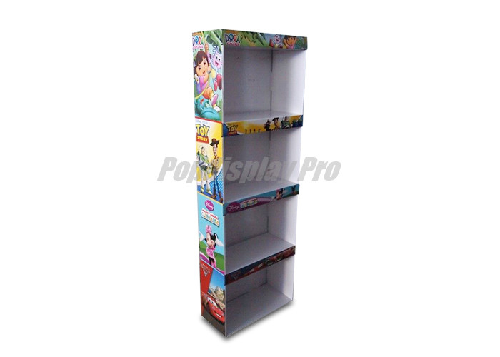 Strong Beautiful Cardboard POS Displays CMYK Printed With 4 Flat Shelves