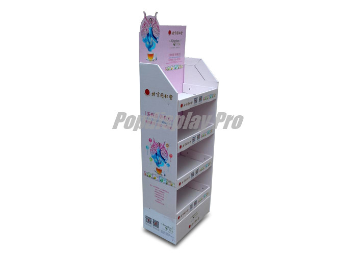 4 Shelves Cardboard Point Of Sale Display Stands Environmental Friendly