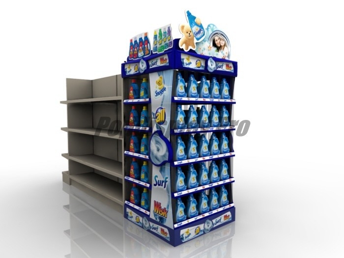 Curved Shelf Sustainable End Cap Shelving For Promoting Laundry Detergent