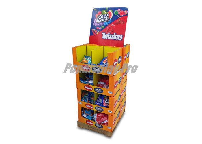 4 PDQ Stacked Cardboard Dump Bins Recyclable for Twizzlers Candies