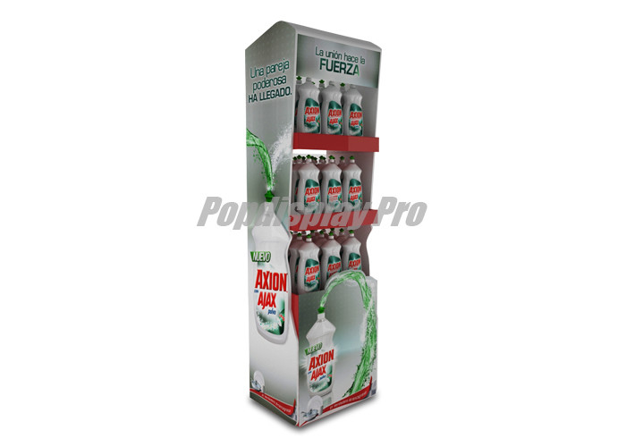 Recyclable 3 Shelves End Cap Displays Corrugated Display Shippers For Cleaning Detergent