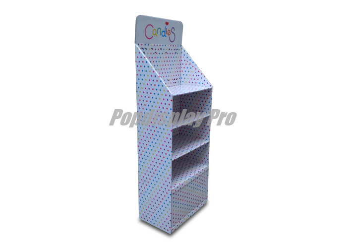 Floor Standing Point Of Sale Cardboard Displays 3 Flat Shelves For Candies