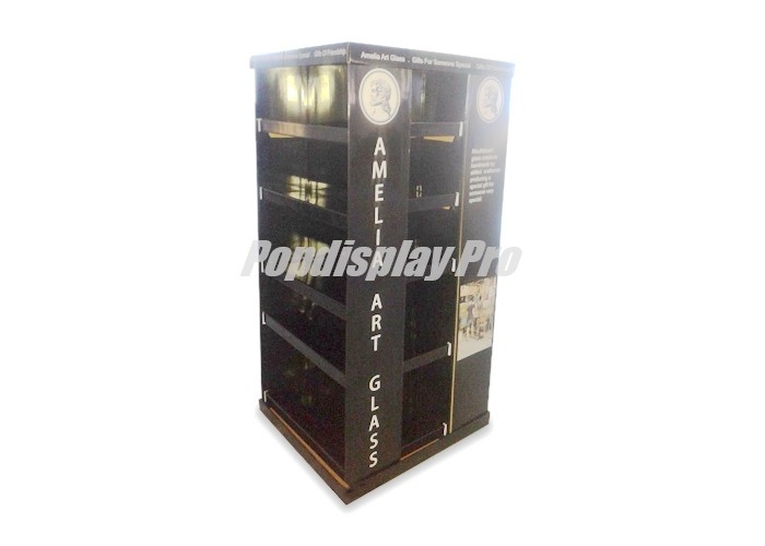 4-way Displaying Floor Cardboard Pallet Stand For Glass Arts Crystal Ball Gifts Holding 4-shelf Each Side
