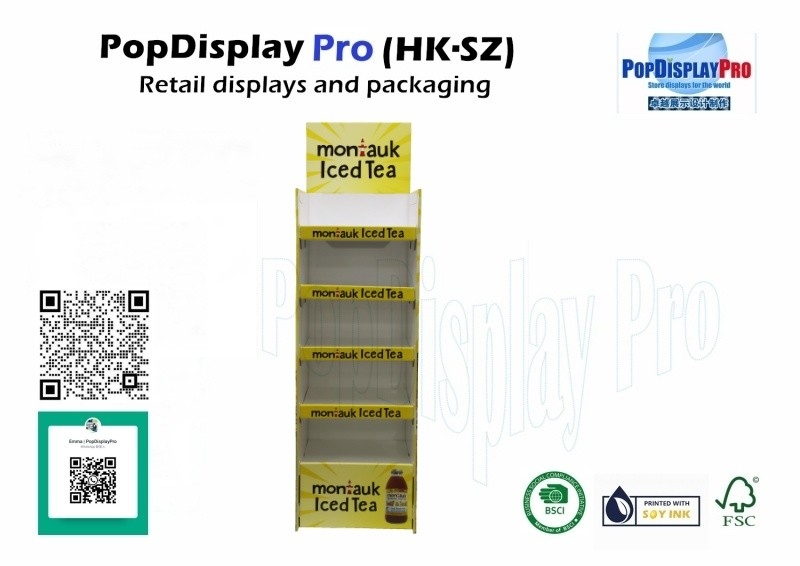 Paper Retail Cardboard POS Display for Iced Tea Beverage Drinks at Instore Retail