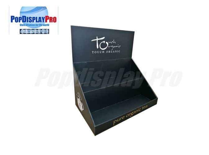 Custom Counter Display Boxes Cardboard 2 Tier Flat Delivered For Selling Tea