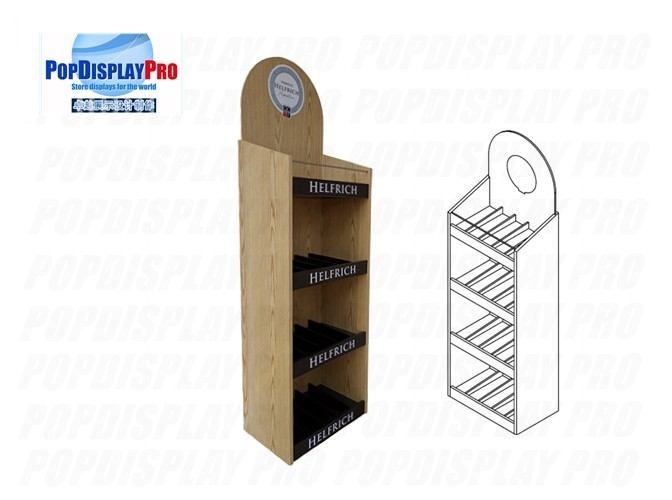 FSDU Shelving Red Wine Wood/MDF Permanent Merchandising Display Stand Heavyduty Holding Capacity