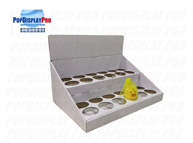 Cardboard Retail Shipper Display 1 Tier With Round Hole Divider